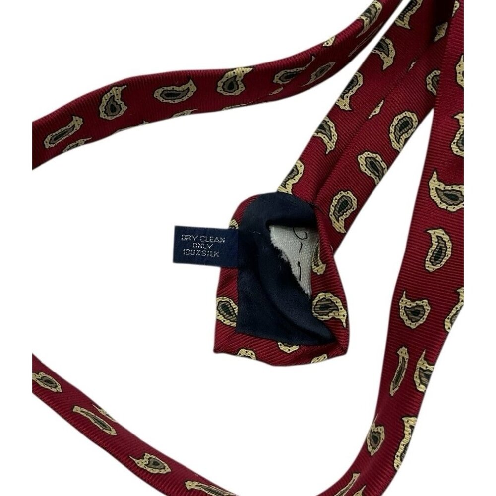 POLO RALPH LAUREN Men's 100% Silk Necktie LUXURY Tie Burgundy Paisley W:3.6" EUC - Picture 3 of 5